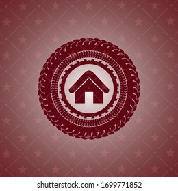 icono del hogar dentro del icono o emblema rojo