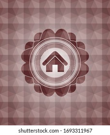 home icon inside red polygonal badge. Seamless.