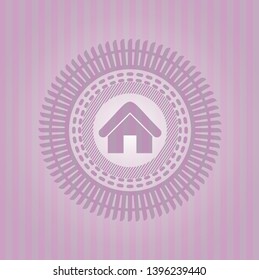 home icon inside retro pink emblem