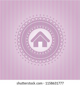 home icon inside retro style pink emblem