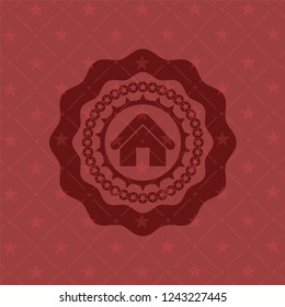 home icon inside retro style red emblem