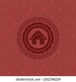 home icon inside retro style red emblem