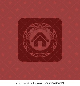 home icon inside retro style red emblem. 