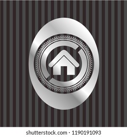 home icon inside silver badge or emblem