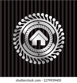 home icon inside silver shiny emblem