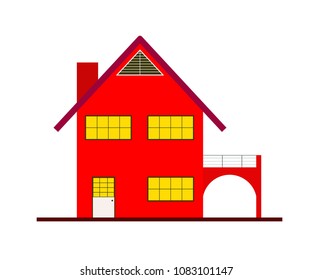 Home icon isolated on white background. Red house for web design. Vector eps10.