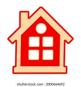 Home icon isolated on white background. Red house symbol. Simple flat design style. Residential building pictogram. Real estate or sale concept. Logo for construction company.Stock vector illustration