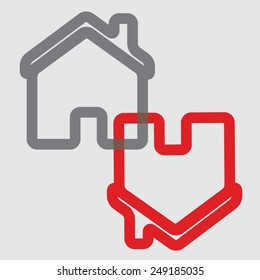 Home icon - joined. Vector illustration. Eps 10.