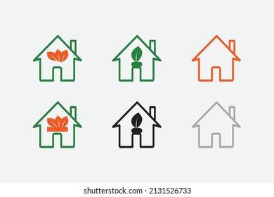 home icon with Leaf flower vetor illustration, on the white background for use agriculture logo or any other social media
