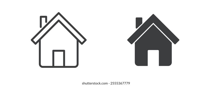 Home icon. Line and glyph solid icon. Perfect pixel isolated on clean transparent background. Vector illustration.