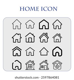 Home icon and Home line icon pack vector