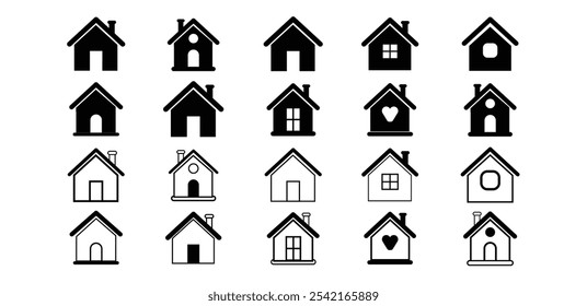 Ilustración vectorial de línea de iconos de casa, conjunto de iconos de casa. Símbolo del hotel.