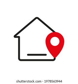 home icon with location pin. vector