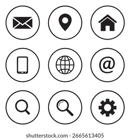 home icon, location icon, web icon set