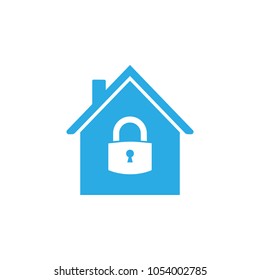 Home icon. Lock home. Vector illustration. Flat design.
