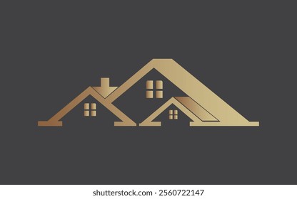 Home Icon Logo Design, Golden Home Vector Logo Design. Home Golden Icon