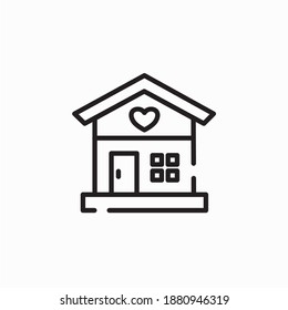 Home icon of love. Love and affection icon. Outline style icon. Vector