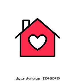 Home icon. Love heart sign symbol. Valentines Day.