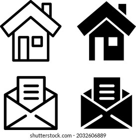 home icon and mail icon with white background