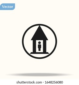 Home icon with man label in flat style on white background eps10