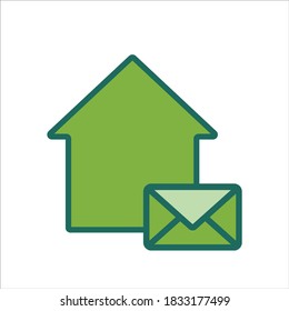 Heimsymbol. Home Symbol mit Nachricht . Home-Icon-Konzept für mobile und Web-Design, Design-Element. Logo-Illustration des Hauses. 