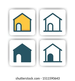 home icon for mobile, web, and presentation with flat color vector illustrator
