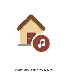 Home icon. Music House Simple Logo, Flat logo design, music design,