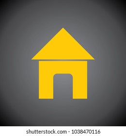 Home icon on black background.