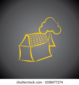 Home icon on black background.
