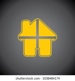 Home icon on black background.