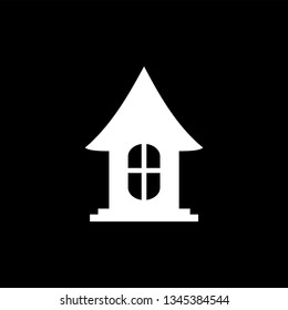 Home Icon On Black Background. Black Flat Style Vector Illustration.