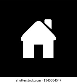 Home Icon On Black Background. Black Flat Style Vector Illustration.