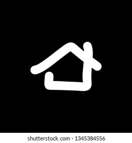 Home Icon On Black Background. Black Flat Style Vector Illustration.