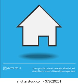 Home icon on blue background. House symbol. Vector illustration EPS 10.
