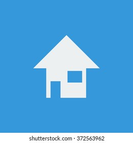home icon, on blue background, white outline, large size symbol