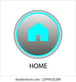 Home icon on button. House and Home icon symbol sign. House push button icon. Mobile app icons. Device UI UX mockup.
