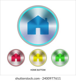 Home icon on button. House and Home icon symbol sign. House push button icon. Mobile app icons. Device UI UX mockup.