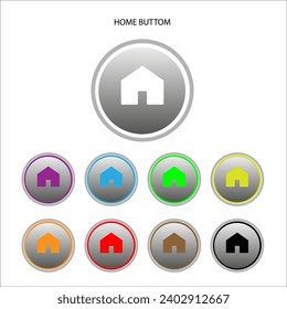 Home icon on button. House and Home icon symbol sign. House push button icon. Mobile app icons. Device UI UX mockup.