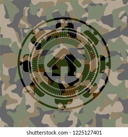 home icon on camouflage texture