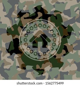 home icon on camouflage texture