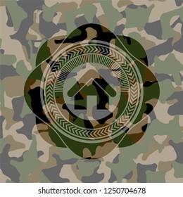 home icon on camouflaged texture