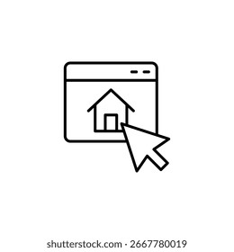 Home Icon On Computer Screen With Arrow Symbol For Web Navigation