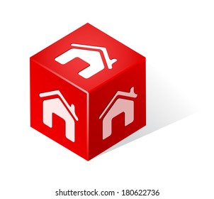 Home Icon on a Cube.
