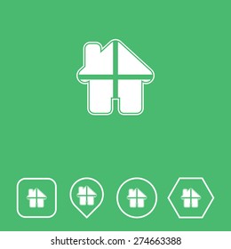 Home Icon on Flat UI Colors with Different Shapes. Eps-10.