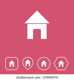 Home Icon on Flat UI Colors with Different Shapes. Eps-10.