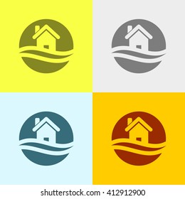 Home Icon on Four Different Backgrounds. Eps-10.