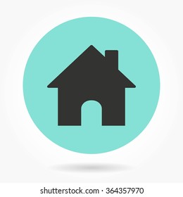 Home icon on green background. Vector illustration.