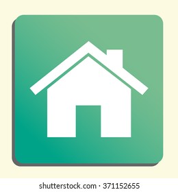 home icon, on green rounded rectangle background, white outline