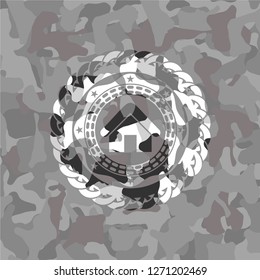 home icon on grey camo texture