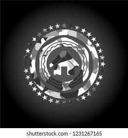 home icon on grey camouflage texture